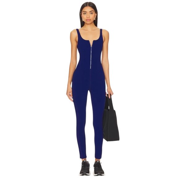 New Gigi C Merit Jumpsuit Catsuit Royal Blue Snakeskin L - Picture 1 of 6